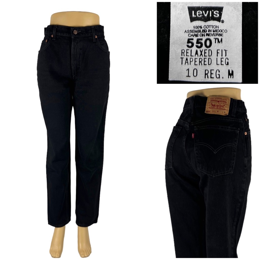 Levi's 550 Womens Size 10 Jeans Black Tapered 27x30 Made in Mexico Vintage 1998